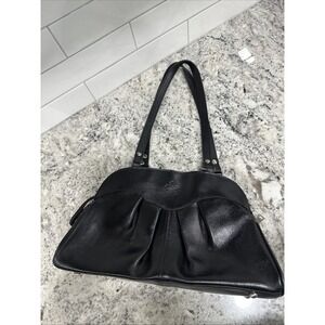 Patricia Nash Macellara Oval Satchel Shoulderbag Purse Black Leather EUC 14x8x4